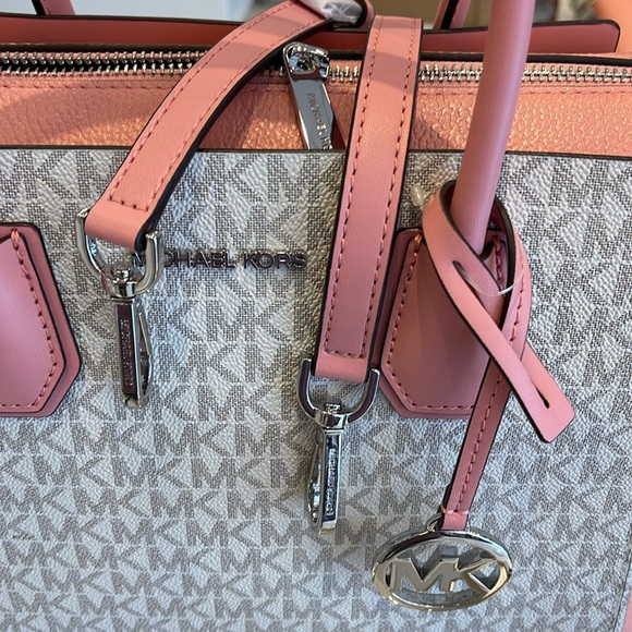 MICHAEL KORS
 Mercer Medium Logo and Leather Belted Satchel
Primrose Multi 
NWT - Picture 4 of 16